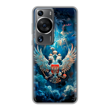 Силиконовый чехол на Huawei P60 с принтом Герб флаг России