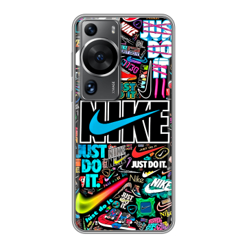 Силиконовый чехол на Huawei P60 с принтом найк nike черный