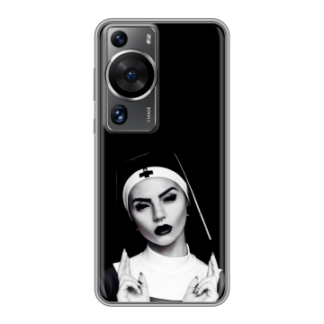 Силиконовый чехол на Huawei P60 с принтом монашка Силиконовый чехол на Huawei P60 с принтом монашка