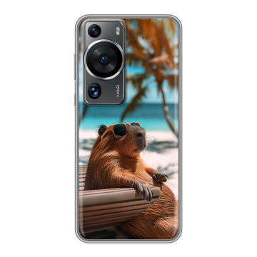 Силиконовый чехол на Huawei P60 с принтом Капибара