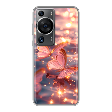 Силиконовый чехол на Huawei P60 с принтом бабочки розовые Силиконовый чехол на Huawei P60 с принтом бабочки розовые