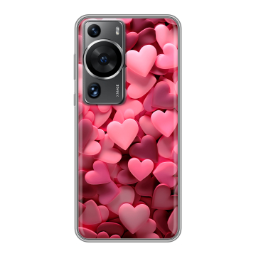Силиконовый чехол на Huawei P60 с принтом розовые сердечки
