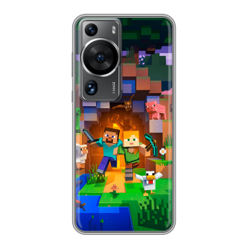 Силиконовый чехол на Huawei P60 с принтом Майнкрафт Minecraft