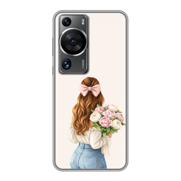 Силиконовый чехол на Huawei P60 с принтом женский