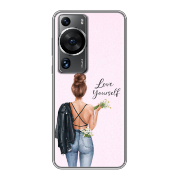 Силиконовый чехол на Huawei P60 с принтом женский