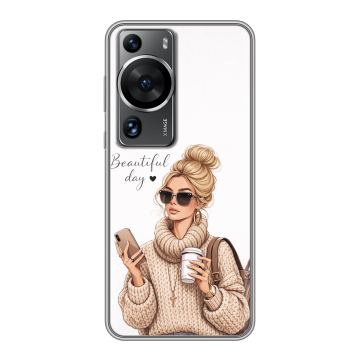 Силиконовый чехол на Huawei P60 с принтом женский