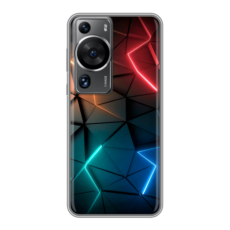 Силиконовый противоударный чехол на Huawei P60 с принтом Абстракция неон Силиконовый противоударный чехол на Huawei P60 с принтом Абстракция неон