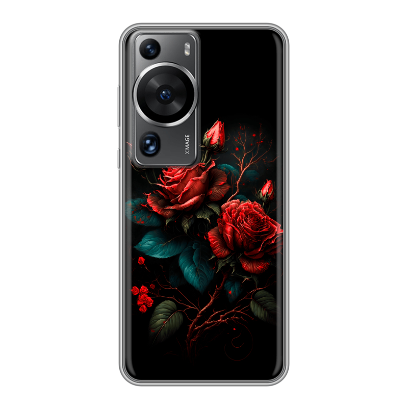 Силиконовый чехол на Huawei P60 с принтом Розы красные Силиконовый чехол на Huawei P60 с принтом Розы красные