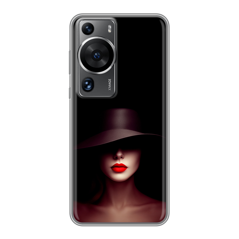 Силиконовый чехол на Huawei P60 с принтом Девушка в шляпе Силиконовый чехол на Huawei P60 с принтом Девушка в шляпе