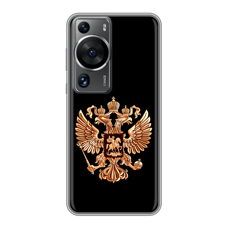 Силиконовый чехол на Huawei P60 с принтом Герб России золотой Силиконовый чехол на Huawei P60 с принтом Герб России золотой