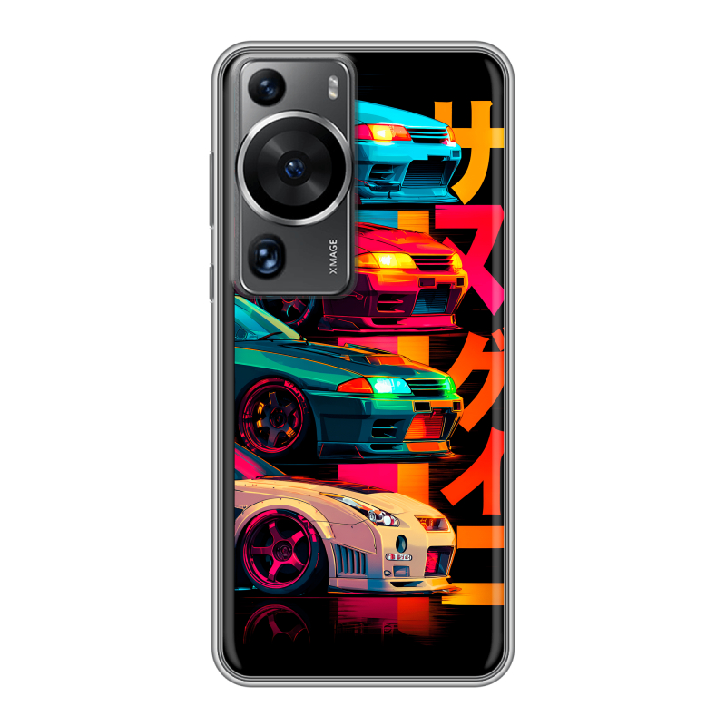 Силиконовый чехол на Huawei P60 с принтом Гоночные машины Силиконовый чехол на Huawei P60 с принтом Гоночные машины