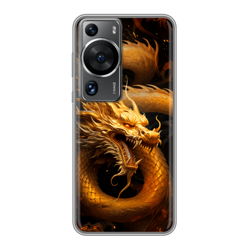 Силиконовый чехол на Huawei P60 с принтом Золотой дракон Силиконовый чехол на Huawei P60 с принтом Золотой дракон