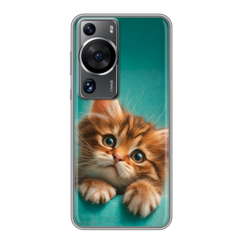Силиконовый противоударный чехол на Huawei P60 с принтом котенок Силиконовый противоударный чехол на Huawei P60 с принтом котенок
