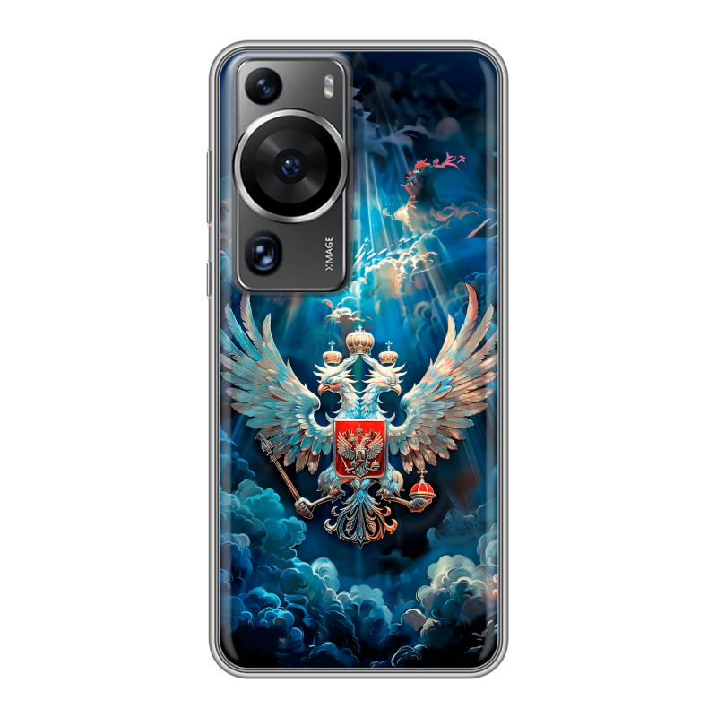 Силиконовый противоударный чехол на Huawei P60 с принтом Герб флаг России Силиконовый противоударный чехол на Huawei P60 с принтом Герб флаг России
