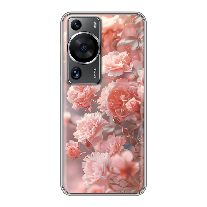 Силиконовый противоударный чехол на Huawei P60 с принтом Розовые розы Силиконовый противоударный чехол на Huawei P60 с принтом Розовые розы
