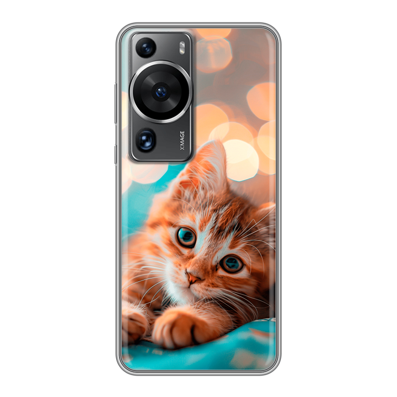 Силиконовый противоударный чехол на Huawei P60 с принтом котик Силиконовый противоударный чехол на Huawei P60 с принтом котик