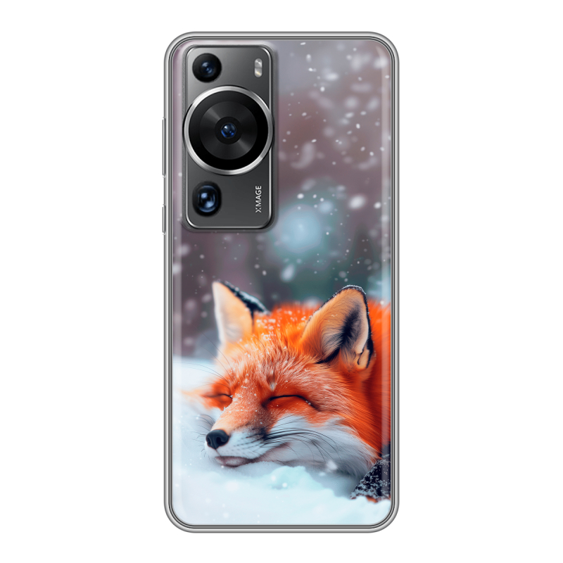 Силиконовый противоударный чехол на Huawei P60 с принтом лиса Силиконовый противоударный чехол на Huawei P60 с принтом лиса