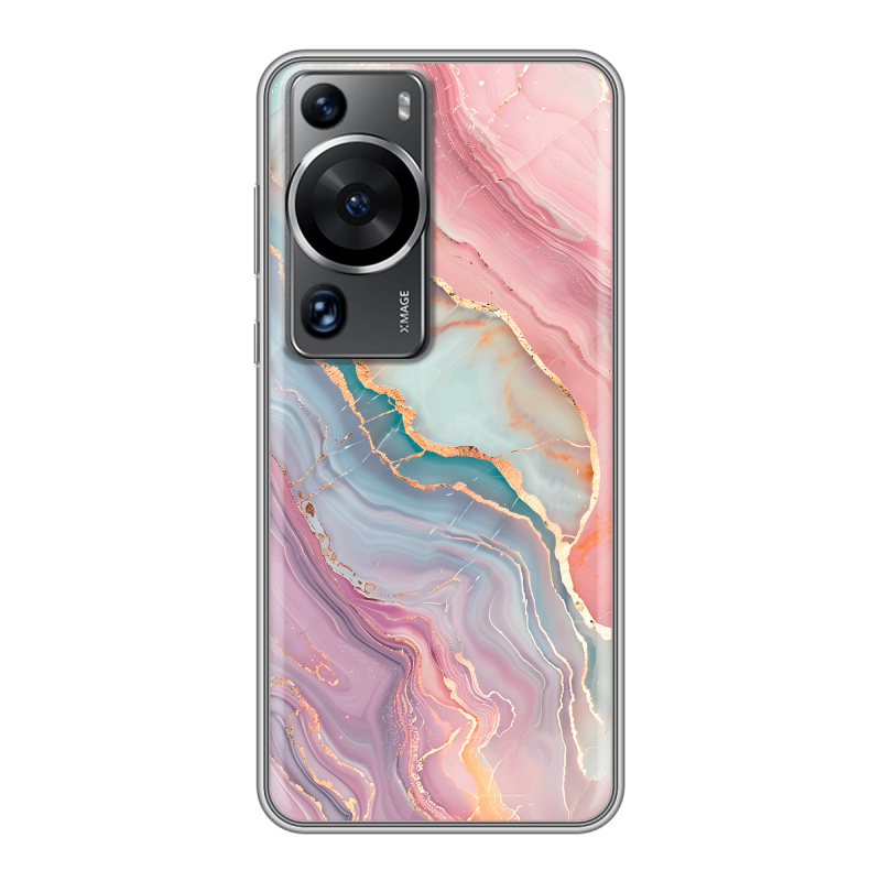 Силиконовый противоударный чехол на Huawei P60 с принтом розовый мрамор Силиконовый противоударный чехол на Huawei P60 с принтом розовый мрамор