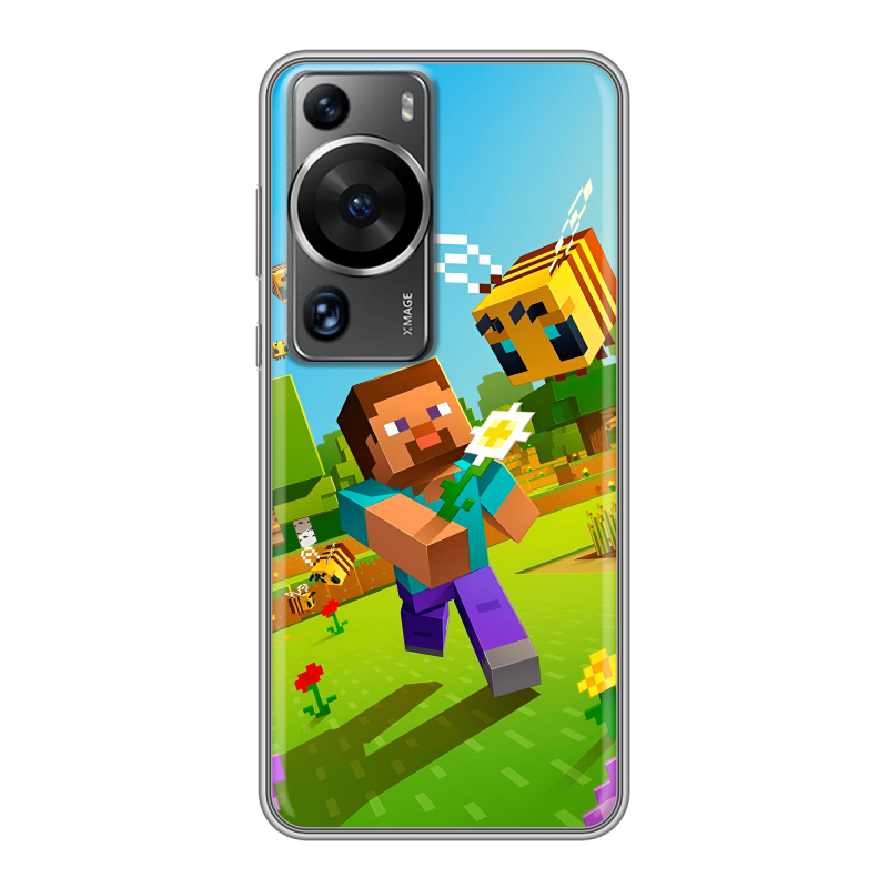 Силиконовый противоударный чехол на Huawei P60 с принтом Майнкрафт Minecraft Силиконовый противоударный чехол на Huawei P60 с принтом Майнкрафт Minecraft