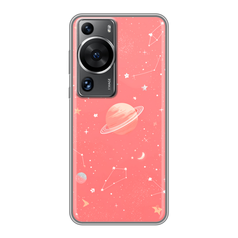 Силиконовый противоударный чехол на Huawei P60 с принтом Розовый космос Силиконовый противоударный чехол на Huawei P60 с принтом Розовый космос