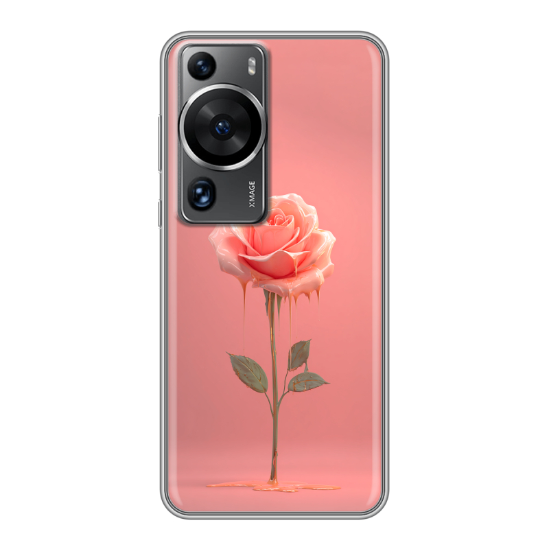 Силиконовый противоударный чехол на Huawei P60 с принтом Розовая роза Силиконовый противоударный чехол на Huawei P60 с принтом Розовая роза
