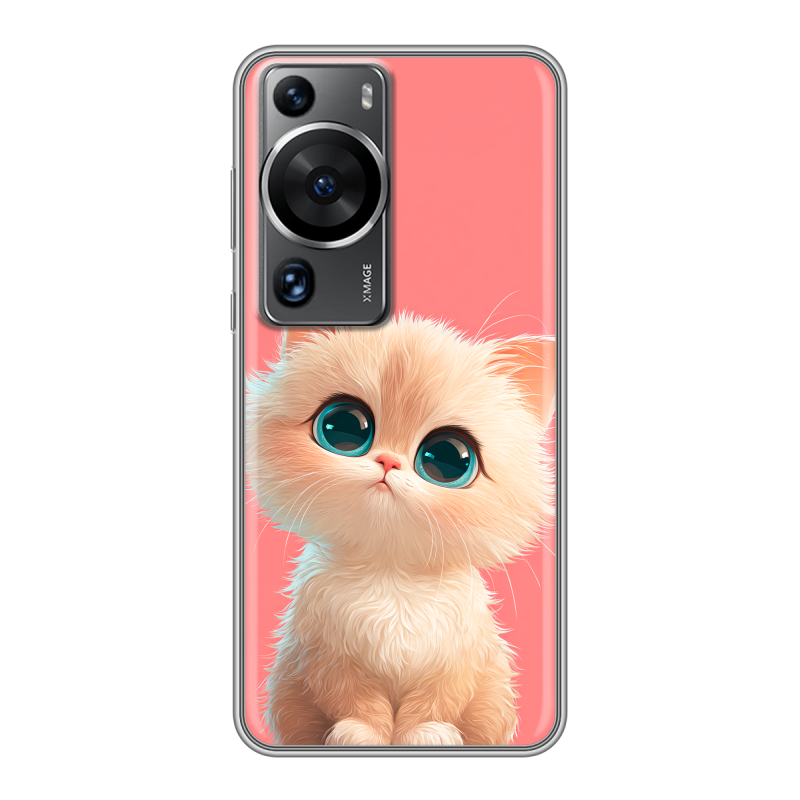 Силиконовый противоударный чехол на Huawei P60 с принтом Розовый котенок Силиконовый противоударный чехол на Huawei P60 с принтом Розовый котенок