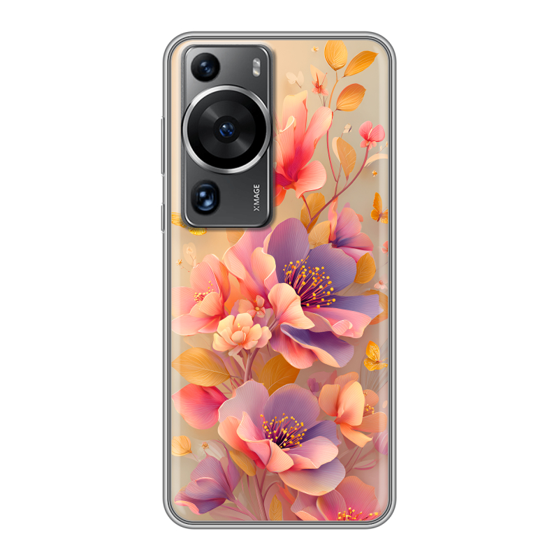 Силиконовый чехол на Huawei P60 с принтом Цветы и бабочки Силиконовый чехол на Huawei P60 с принтом Цветы и бабочки