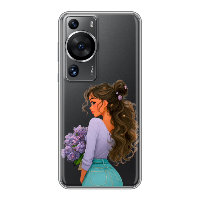 Силиконовый чехол на Huawei P60 с принтом девушка цветы Силиконовый чехол на Huawei P60 с принтом девушка цветы