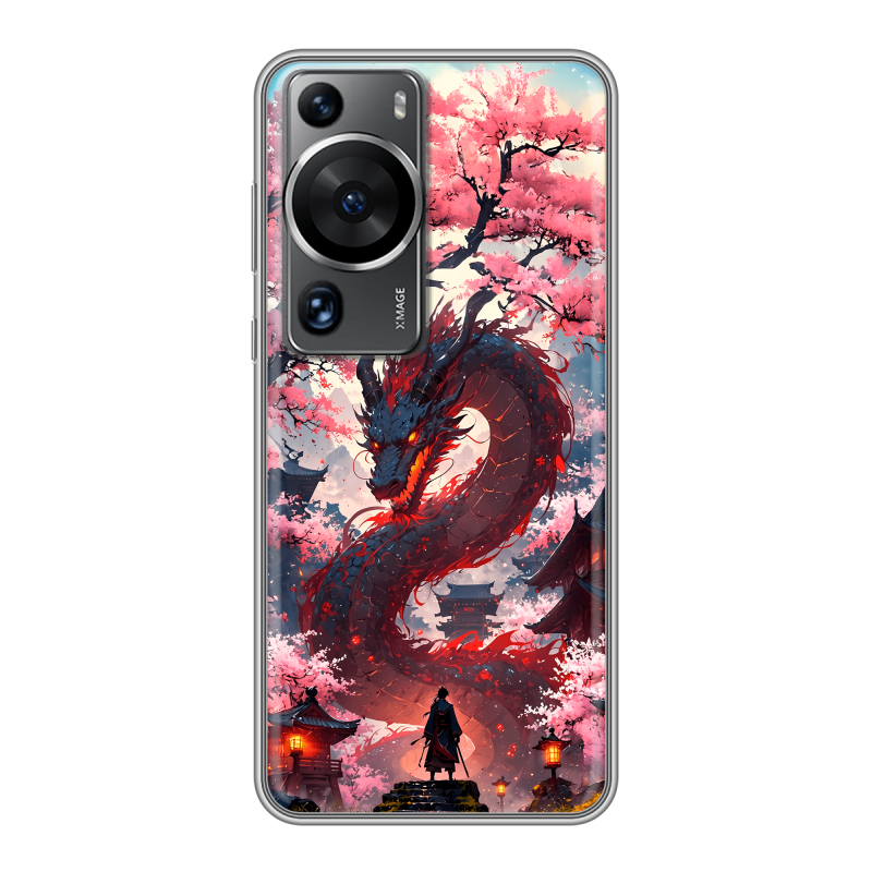 Силиконовый чехол на Huawei P60 с принтом Дракон Японский Силиконовый чехол на Huawei P60 с принтом Дракон Японский