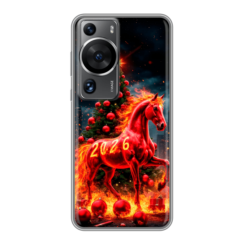 Силиконовый противоударный чехол на Huawei P60 с принтом Новый год Силиконовый противоударный чехол на Huawei P60 с принтом Новый год