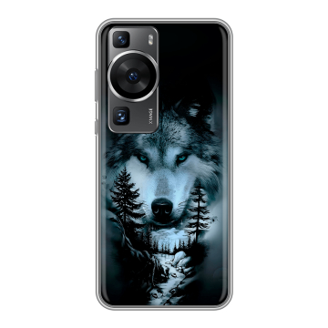 Силиконовый чехол на Huawei P60 Pro с принтом Лесной волк