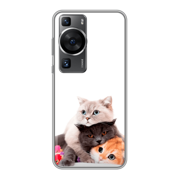 Силиконовый чехол на Huawei P60 Pro с принтом Кошки