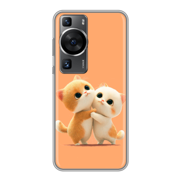 Силиконовый чехол на Huawei P60 Pro с принтом Милые котики