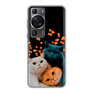 Силиконовый чехол на Huawei P60 Pro с принтом Кошки