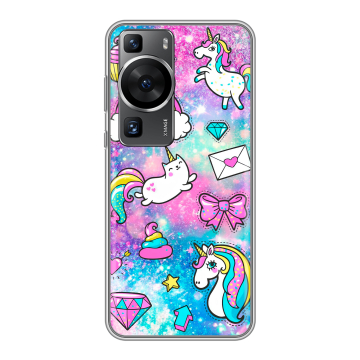 Силиконовый чехол на Huawei P60 Pro с принтом Единороги