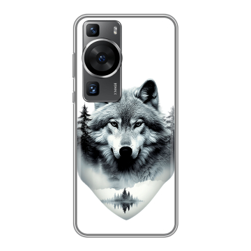 Силиконовый чехол на Huawei P60 Pro с принтом Волк в лесу