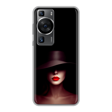 Силиконовый чехол на Huawei P60 Pro с принтом Девушка в шляпе