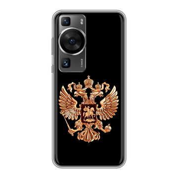 Силиконовый чехол на Huawei P60 Pro с принтом Герб России золотой