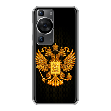 Силиконовый чехол на Huawei P60 Pro с принтом Герб России желтый