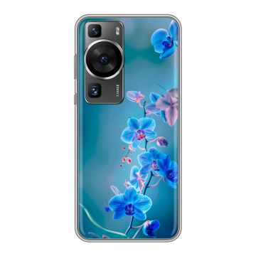Силиконовый чехол на Huawei P60 Pro с принтом Голубые цветы