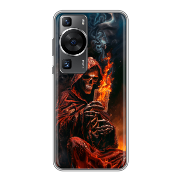 Силиконовый чехол на Huawei P60 Pro с принтом Скелет и карты Силиконовый чехол на Huawei P60 Pro с принтом Скелет и карты