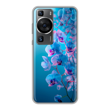 Силиконовый чехол на Huawei P60 Pro с принтом голубые орхидеи