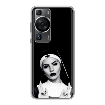 Силиконовый чехол на Huawei P60 Pro с принтом монашка