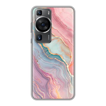 Силиконовый чехол на Huawei P60 Pro с принтом розовый мрамор