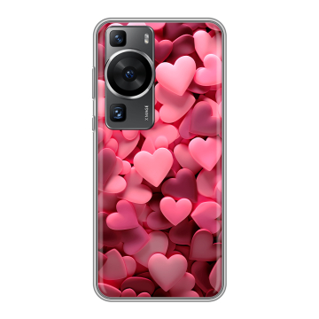 Силиконовый чехол на Huawei P60 Pro с принтом розовые сердечки