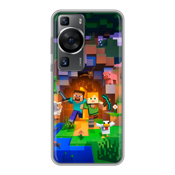 Силиконовый чехол на Huawei P60 Pro с принтом Майнкрафт Minecraft