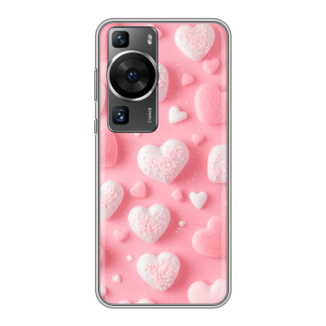 Силиконовый чехол на Huawei P60 Pro с принтом Сердечки
