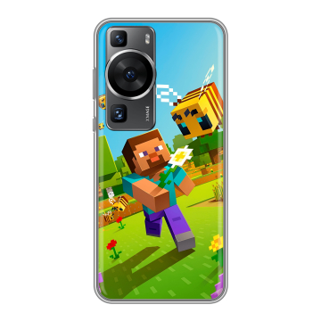 Силиконовый чехол на Huawei P60 Pro с принтом Майнкрафт Minecraft