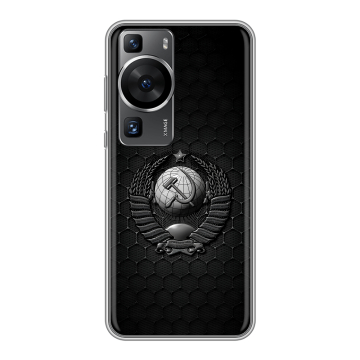 Силиконовый чехол на Huawei P60 Pro с принтом Герб Флаг СССР