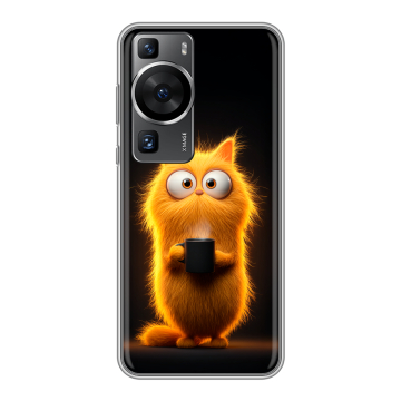 Силиконовый чехол на Huawei P60 Pro с принтом Смешной кот